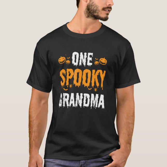 One Spooky Grandma Grandmother Matching Family Hal T-Shirt (Front)