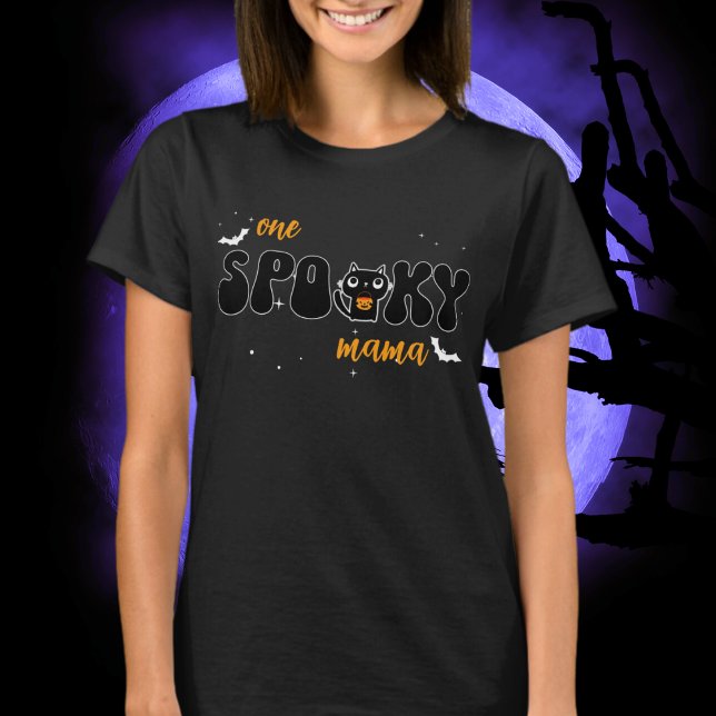 One Spooky Mama Any Person with Halloween Cat  T-Shirt (Creator Uploaded)