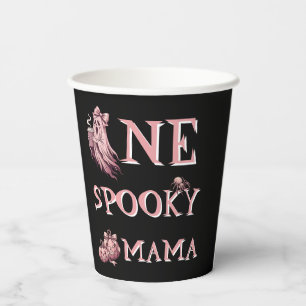 One Spooky Mama Vintage Pink Coffee Ghost Paper Cups