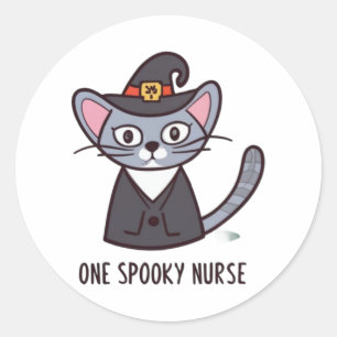 One Spooky Nurse Cat - Feline Festivities for Hall Classic Round Sticker