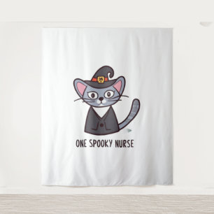 One Spooky Nurse Cat - Feline Festivities for Hall Tapestry