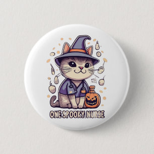 One Spooky Nurse Cat Halloween Design 6 Cm Round Badge