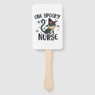 One Spooky Nurse Cat - Tail-ored for Halloween Hand Fan