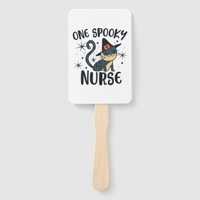 One Spooky Nurse Cat - Tail-ored for Halloween   Hand Fan (Front)