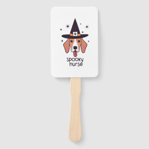 One Spooky Nurse Dog Halloween Enchantment Hand Fan