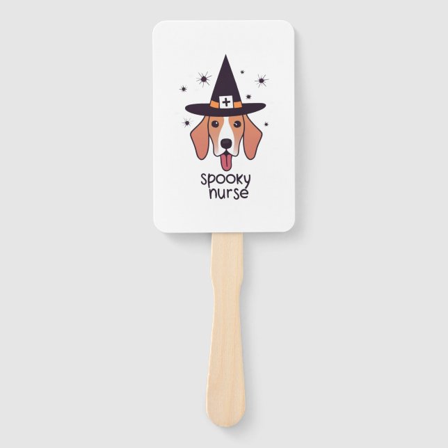 One Spooky Nurse Dog Halloween Enchantment   Hand Fan (Front)
