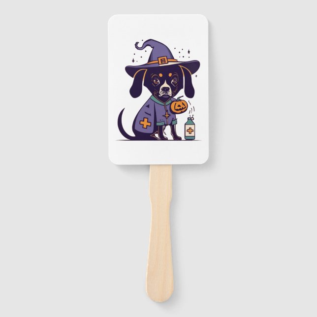 One Spooky Nurse Dog Ready for October   Hand Fan (Front)