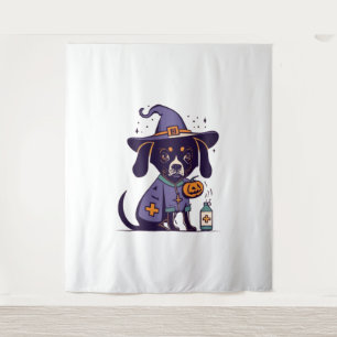 One Spooky Nurse Dog Ready for October Tapestry