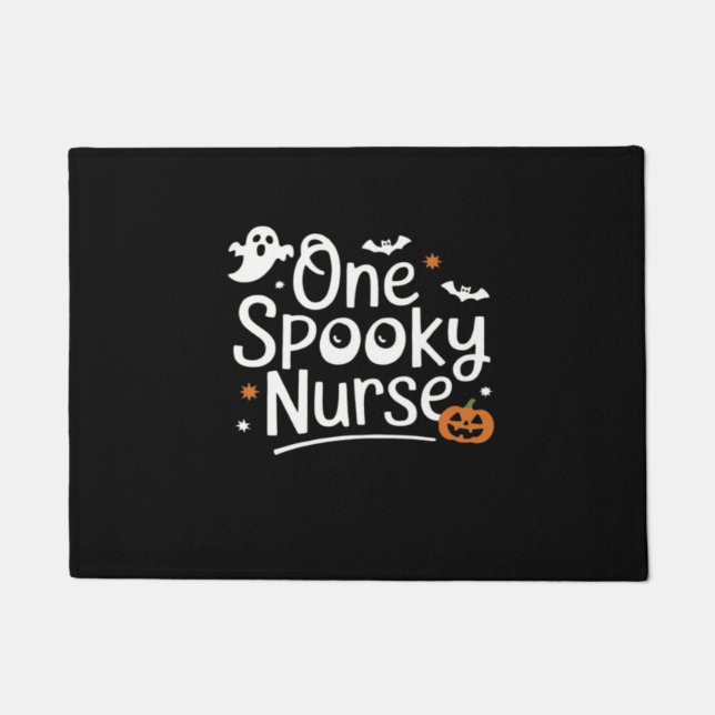 One Spooky Nurse Funny Ghost Nurse Halloween Essen Doormat (Front)