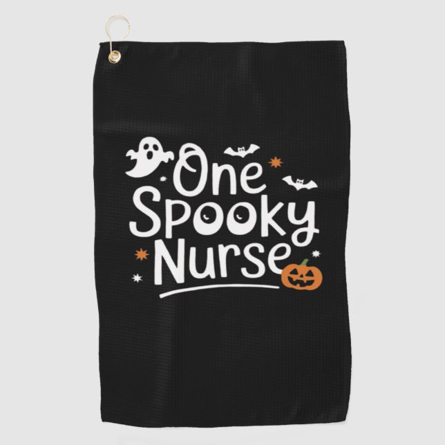 One Spooky Nurse Funny Ghost Nurse Halloween Essen Golf Towel (Front)
