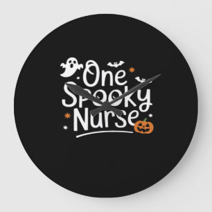 One Spooky Nurse Funny Ghost Nurse Halloween Essen Large Clock