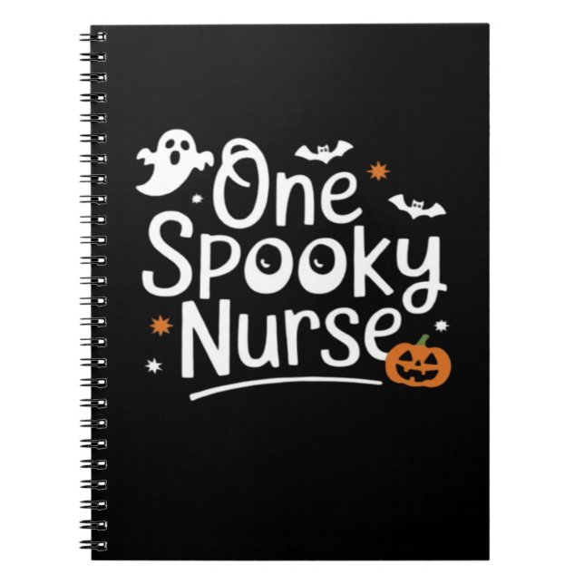 One Spooky Nurse Funny Ghost Nurse Halloween Essen Notebook (Front)