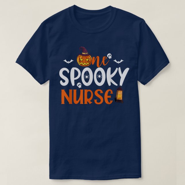 One Spooky Nurse Funny Halloween Costume Gift Idea T-Shirt (Design Front)