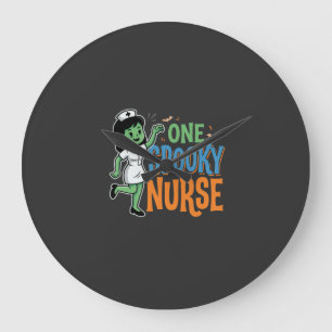 One Spooky Nurse Halloween Design Large Clock