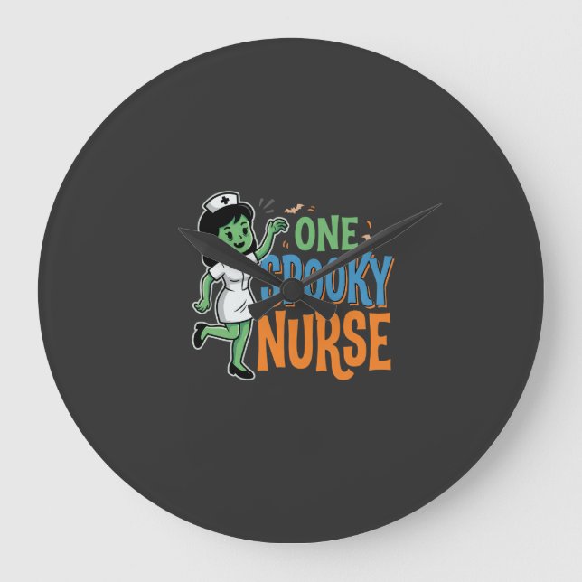 One Spooky Nurse Halloween Design Large Clock (Front)