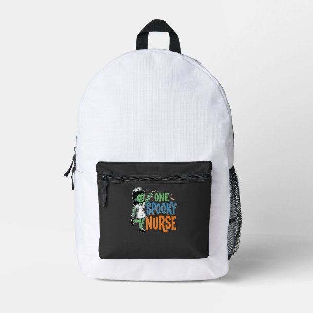 One Spooky Nurse Halloween Design Printed Backpack (Front)