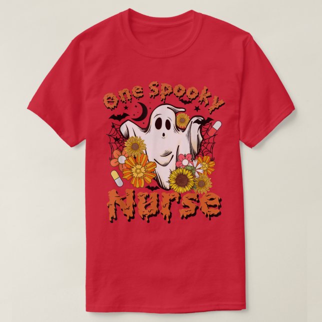 One Spooky Nurse, Halloween Nurse, Funny Nurse  T-Shirt (Design Front)