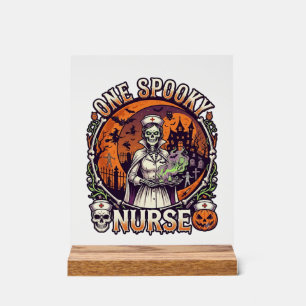 One Spooky Nurse Halloween Skeleton Potions Haunte Acrylic Sign