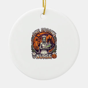 One Spooky Nurse Halloween Skeleton Potions Haunte Ceramic Tree Decoration