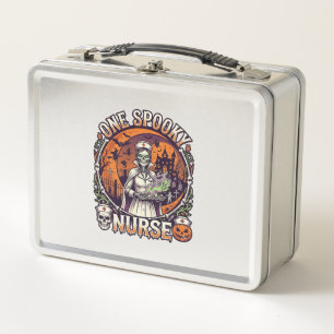 One Spooky Nurse Halloween Skeleton Potions Haunte Metal Lunch Box