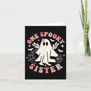 One Spooky Sister Ghost Spooky Retro Family Hallow Card