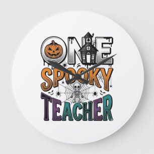 One Spooky Teacher Halloween Vector Design_1 Large Clock