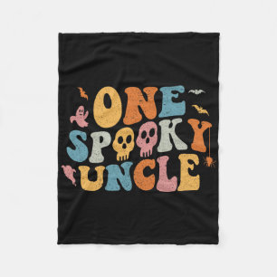 One Spooky Uncle Groovy Halloween Costume Fleece Blanket