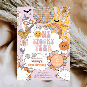 One Spooky Year Retro Halloween First Birthday Invitation