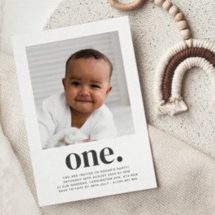 One Square Photo First Birthday Invitation