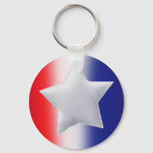 One star on red white blue background key ring
