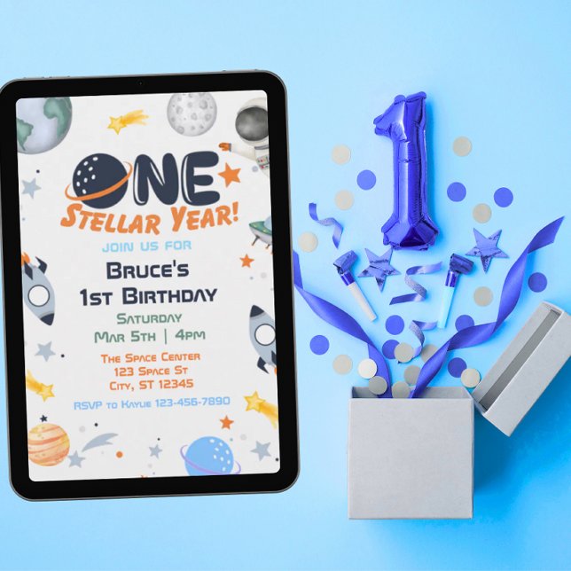 One Stellar Year, Space 1st Birthday Invitation (Creator Uploaded)