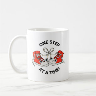 One Step At A Time Funny Sneaker Pun  Coffee Mug