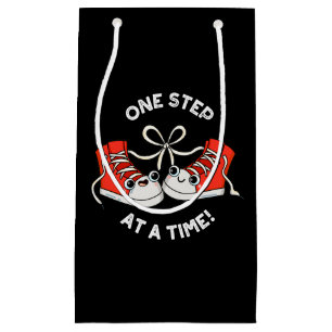 One Step At A Time Funny Sneaker Pun Dark BG Small Gift Bag