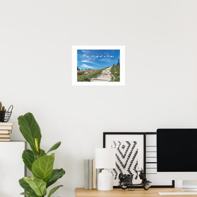 One Step at a Time Hiking Trail Quote Poster (Home Office)