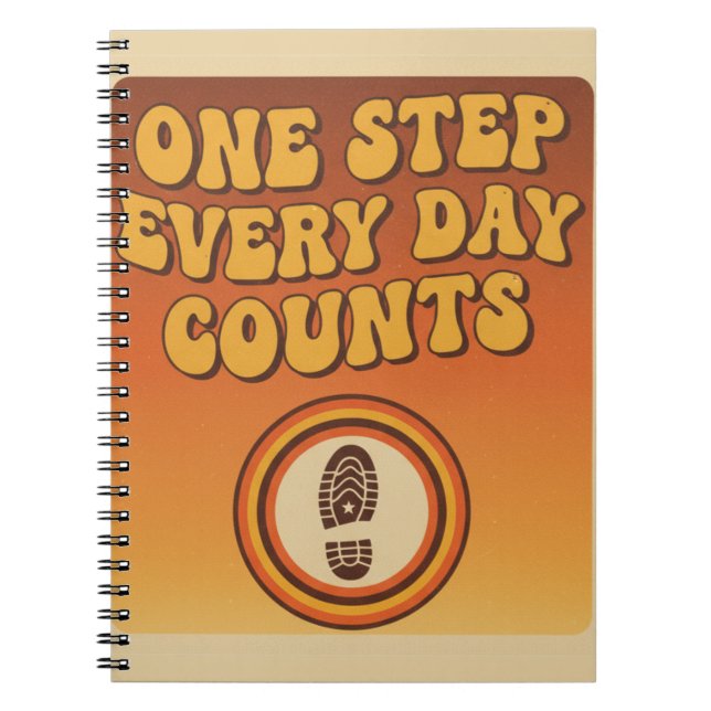 One Step Every Day – Retro Motivational Notebook (Front)