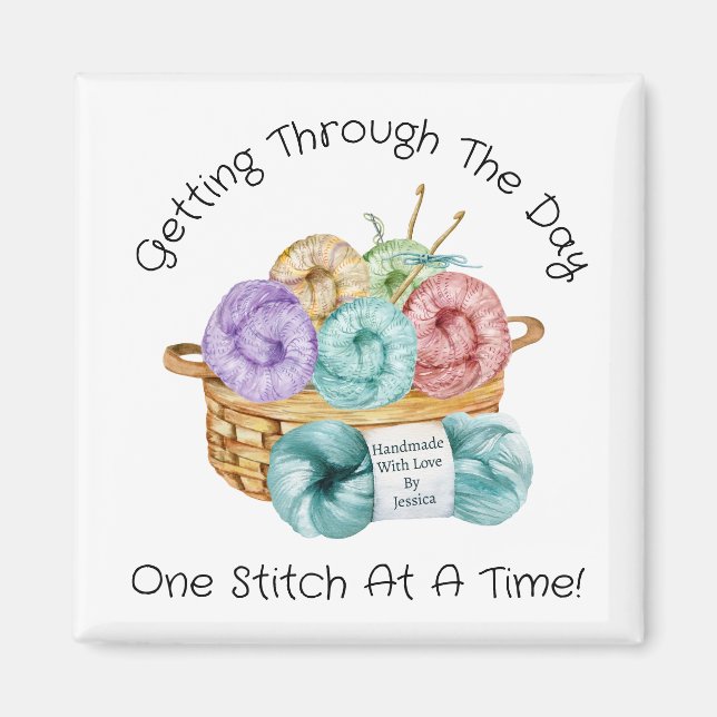 One Stitch At A Time Personalised Magnet (Front)