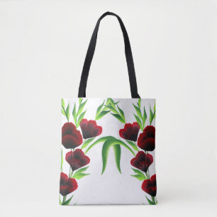 One stroke acrylic florals tote bag