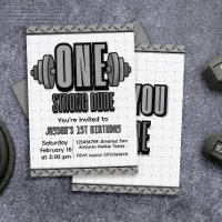 One Strong Dude - 1st Birthday Invitation