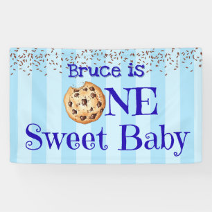 One Sweet Baby, Blue Cookie 1st Birthday Banner