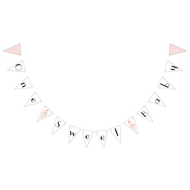 One Sweet Baby Ice Cream Pink Girl Baby Shower Bunting (All)