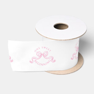 One Sweet Beginning Pink And White Wedding Favou Satin Ribbon
