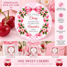 One Sweet Cherry First Birthday Favour Sticker