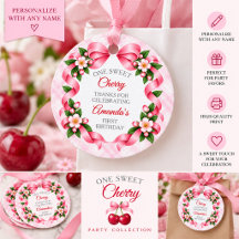 One Sweet Cherry First Birthday Favour Tag