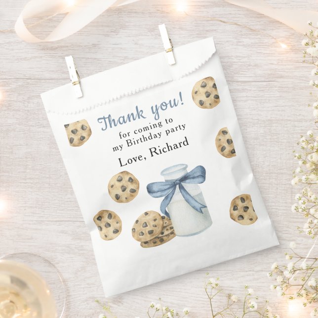 One Sweet Cookie and Milk Birthday Thank you Favour Bags (Clipped)