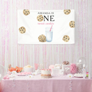 One Sweet Cookie and Milk First Girl Birthday   Banner