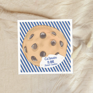 One Sweet Cookie Blue Boys First Birthday Napkin