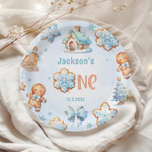 One sweet Cookie Boy Christmas 1st birthday Paper Plate