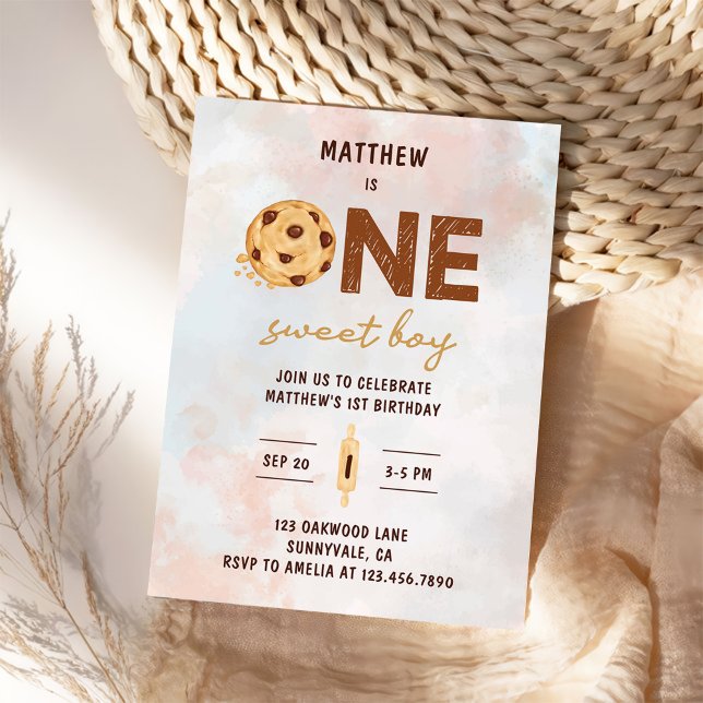 One Sweet Cookie First Birthday Party Invitation (Creator Uploaded)
