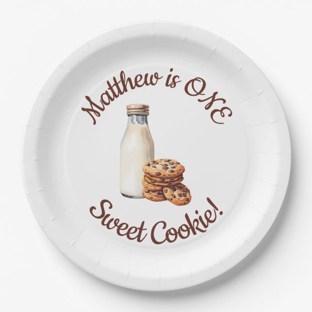 One Sweet Cookie!  First Birthday Party Paper Plate (Front)
