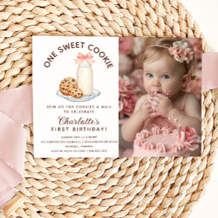 One Sweet Cookie Photo Girl First Birthday Invitation